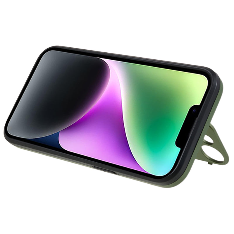 For iPhone 14 PC+TPU Back Case Lens Frame Kickstand Anti-drop Phone Cover Compatible with MagSafe For iPhone 14 PC+TPU Back Case Lens Frame Kickstand Anti-drop Phone Cover Compatible with MagSafe